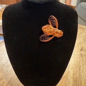 Elegant Orange Wooden Bee Inscect Brooch